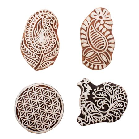 Set of 4 Piece New Mix Wooden Printing Block